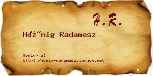 Hönig Radamesz névjegykártya